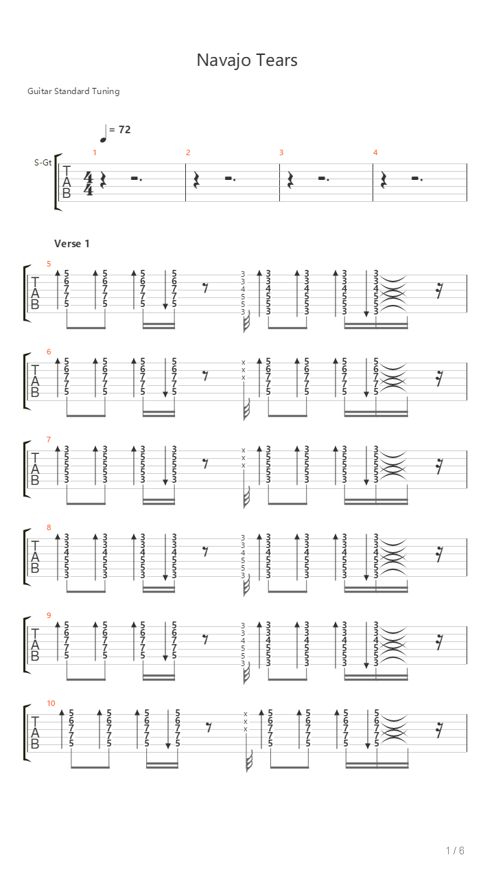 Navajo Tears吉他谱