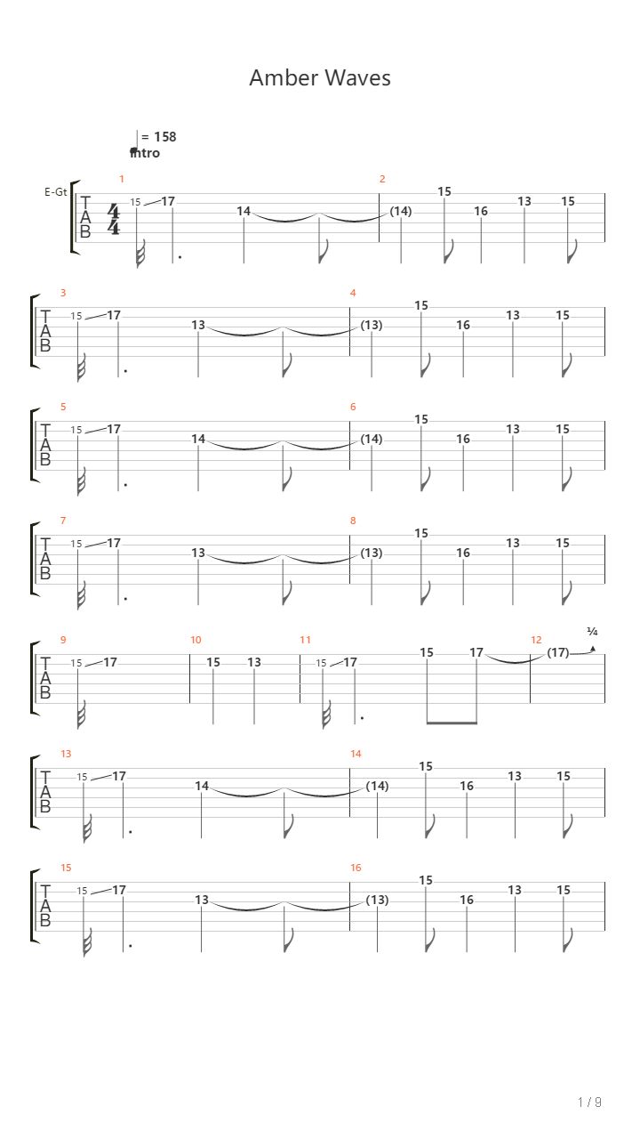 Amber Waves吉他谱