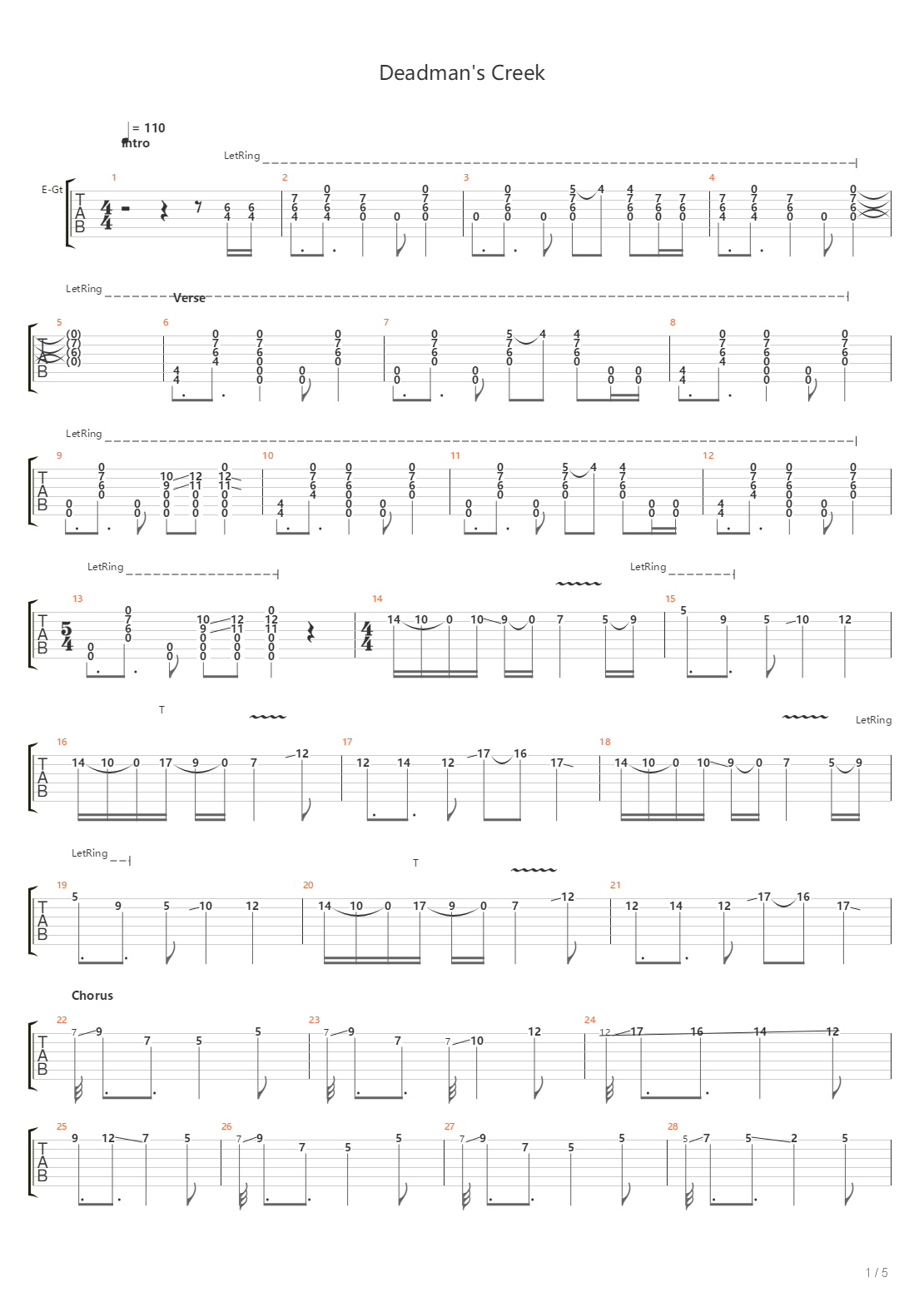 Deadmans Creek吉他谱