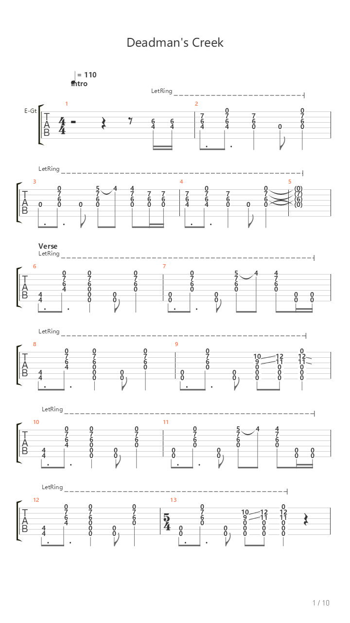 Deadmans Creek吉他谱
