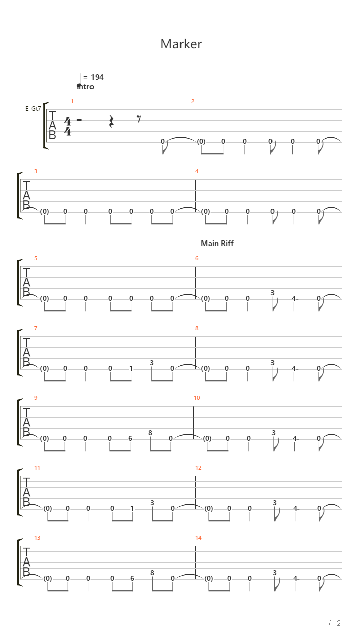 Marker吉他谱