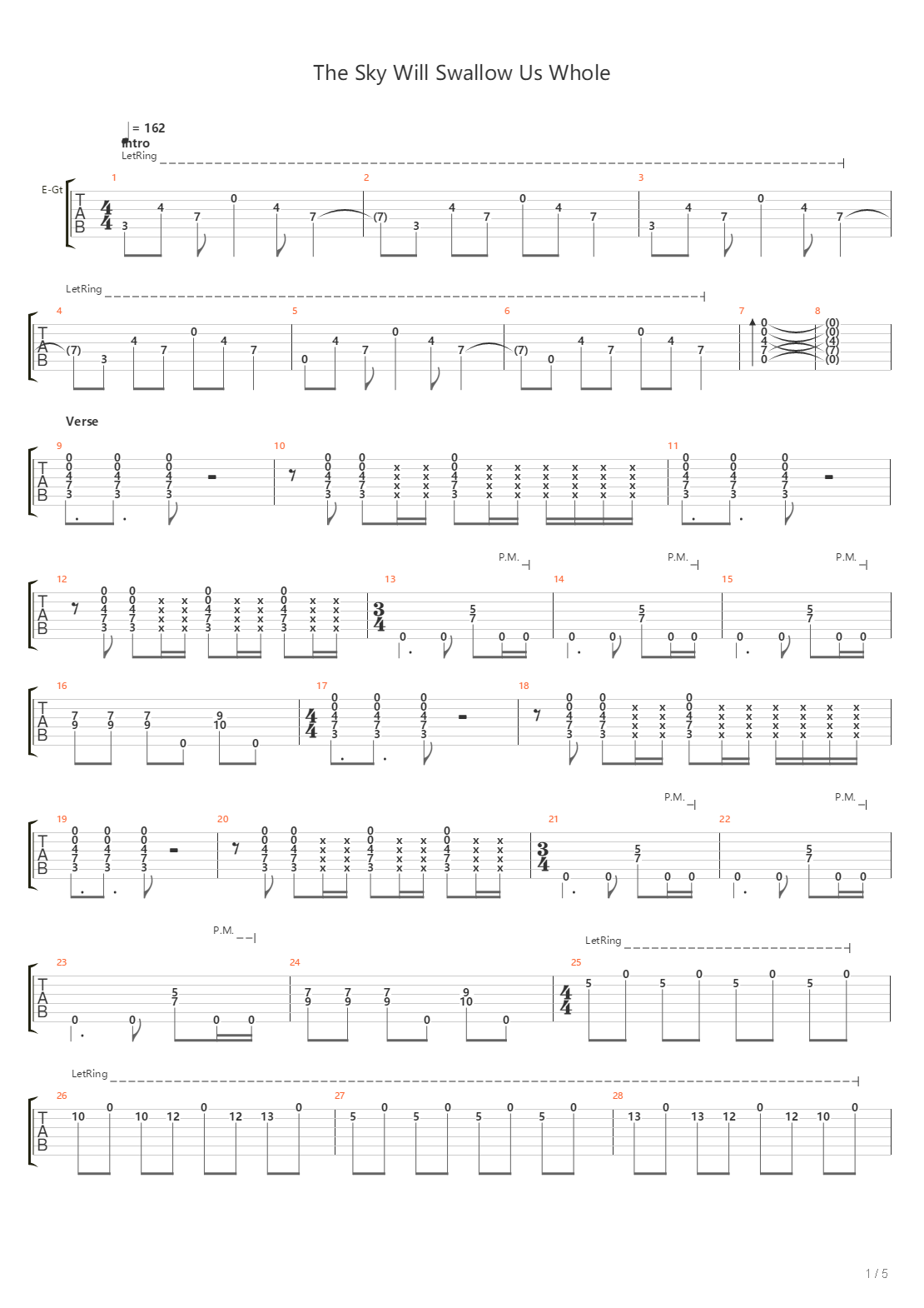 The Sky Will Swallow Us Whole吉他谱