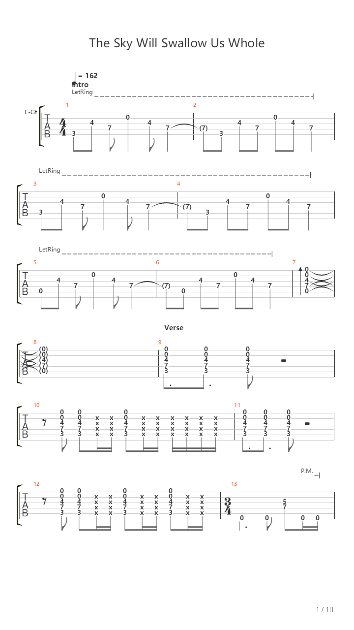The Sky Will Swallow Us Whole吉他谱