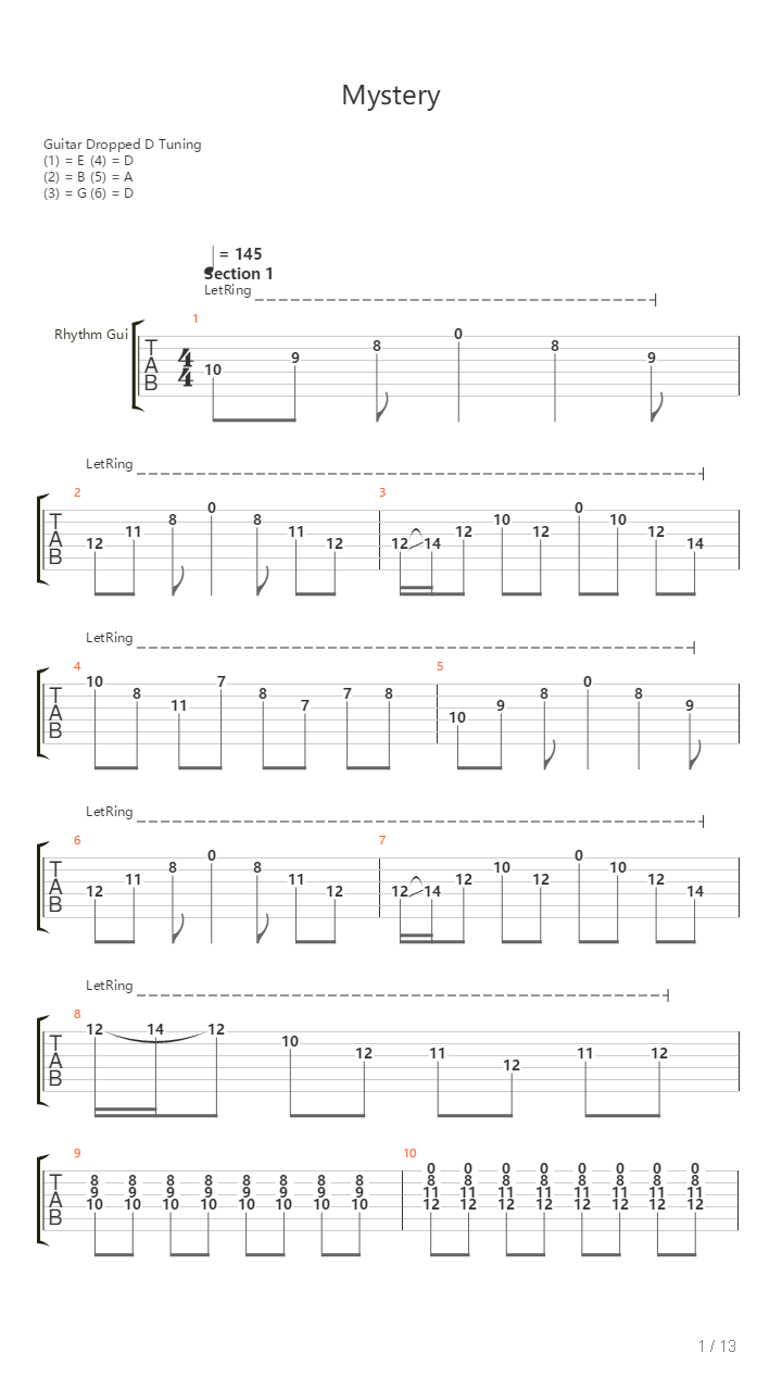 Mystery吉他谱