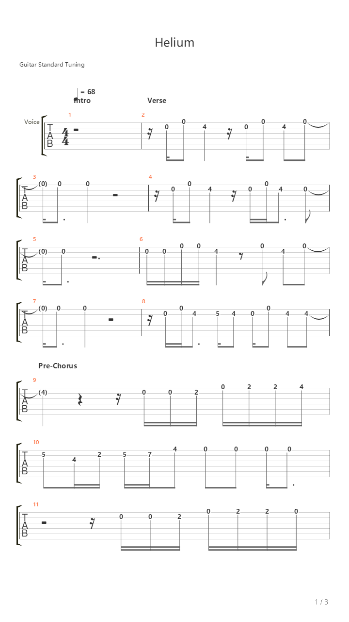Helium吉他谱