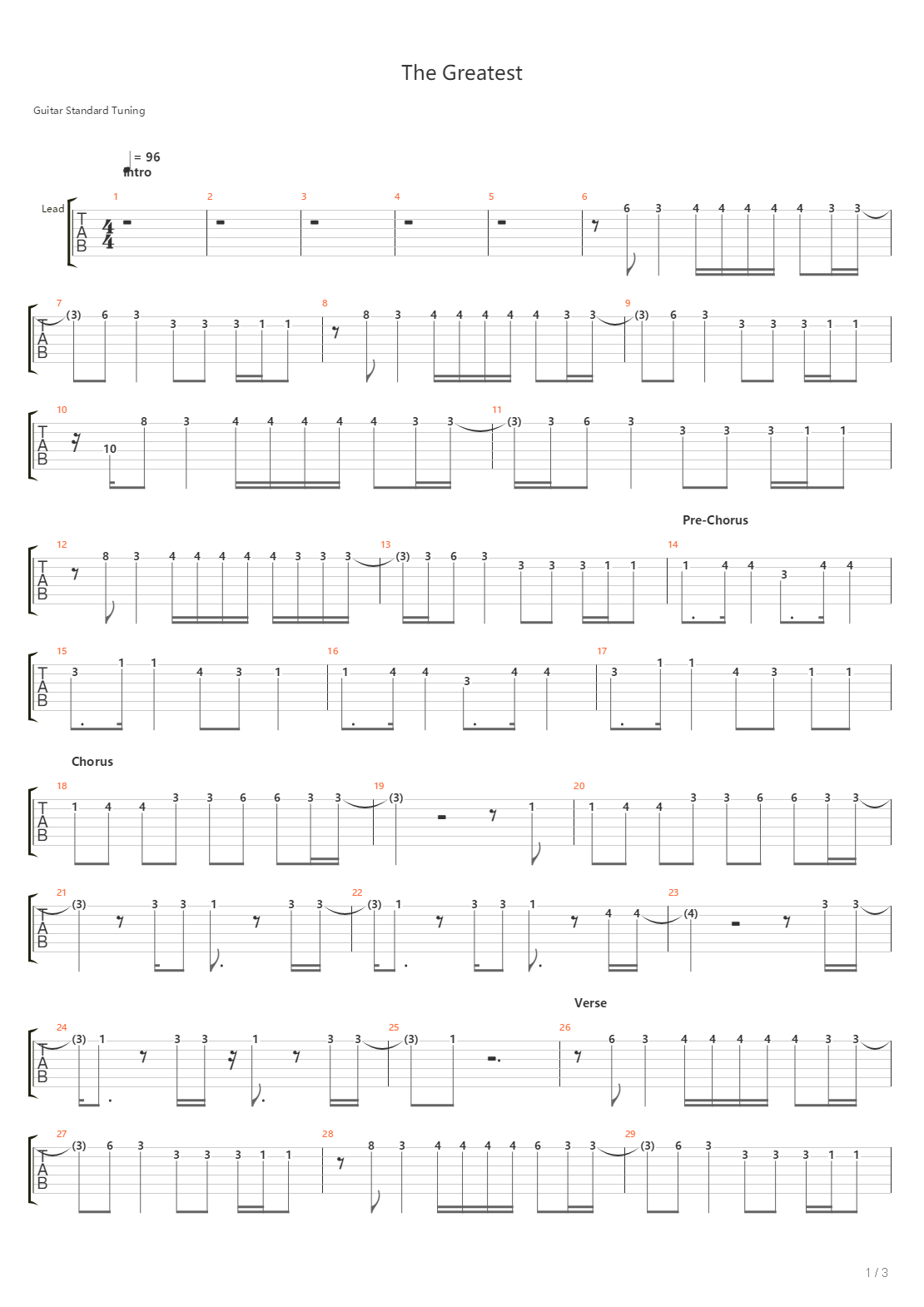 The Greatest吉他谱