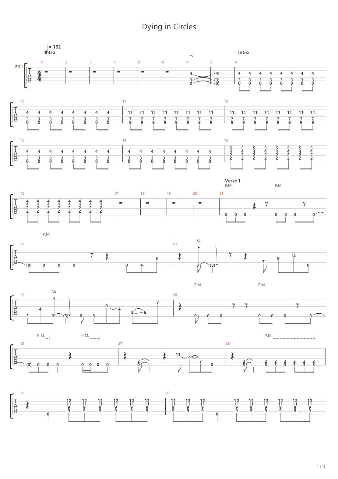 Dying In Circles吉他谱