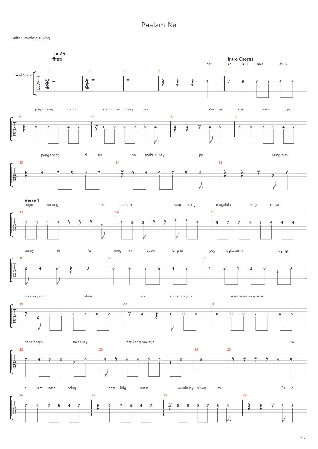 Paalam Na吉他谱