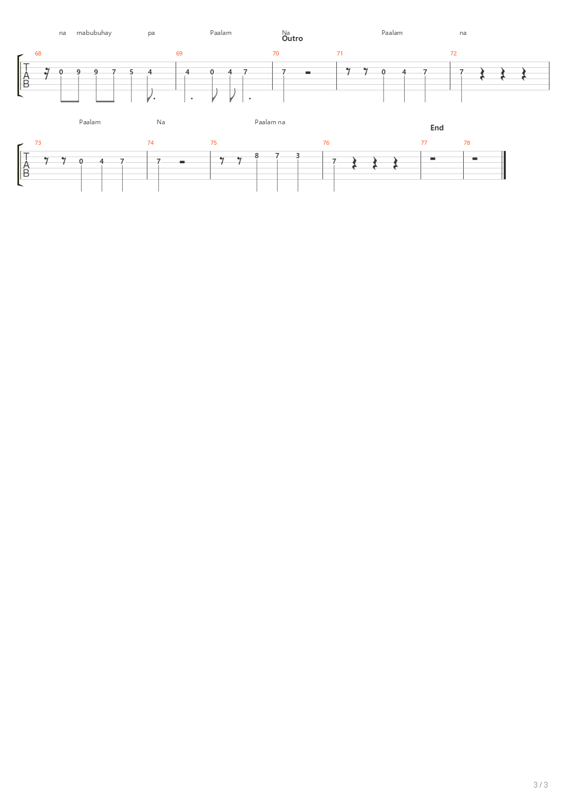 Paalam Na吉他谱