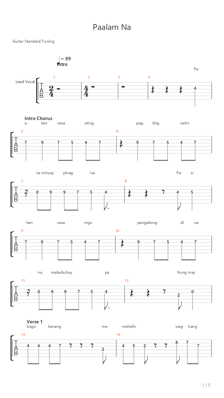 Paalam Na吉他谱