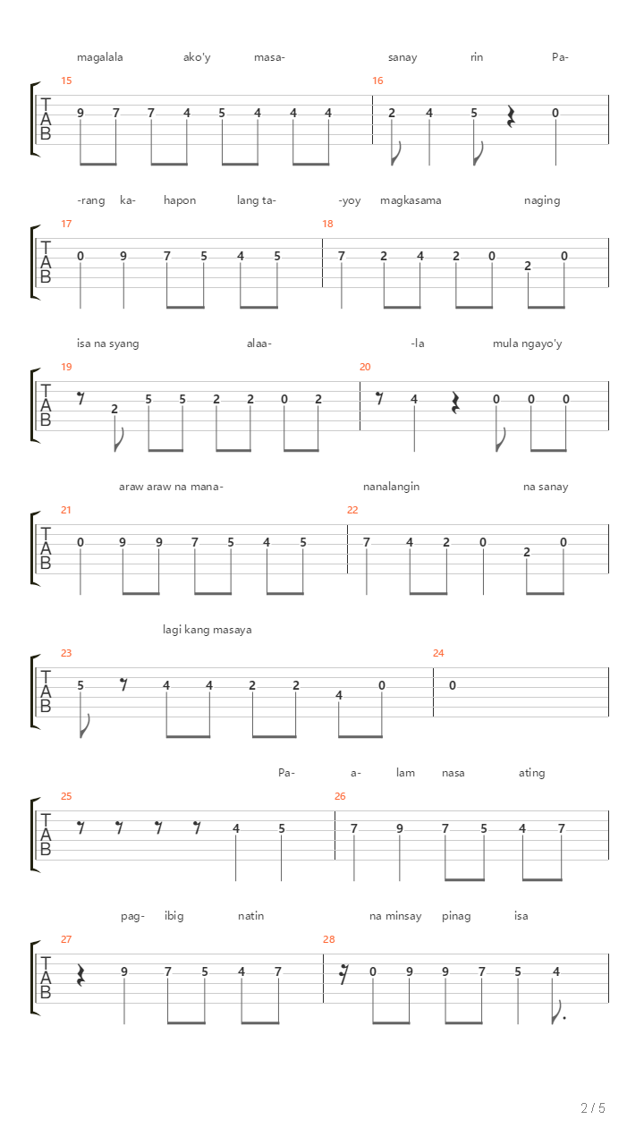 Paalam Na吉他谱