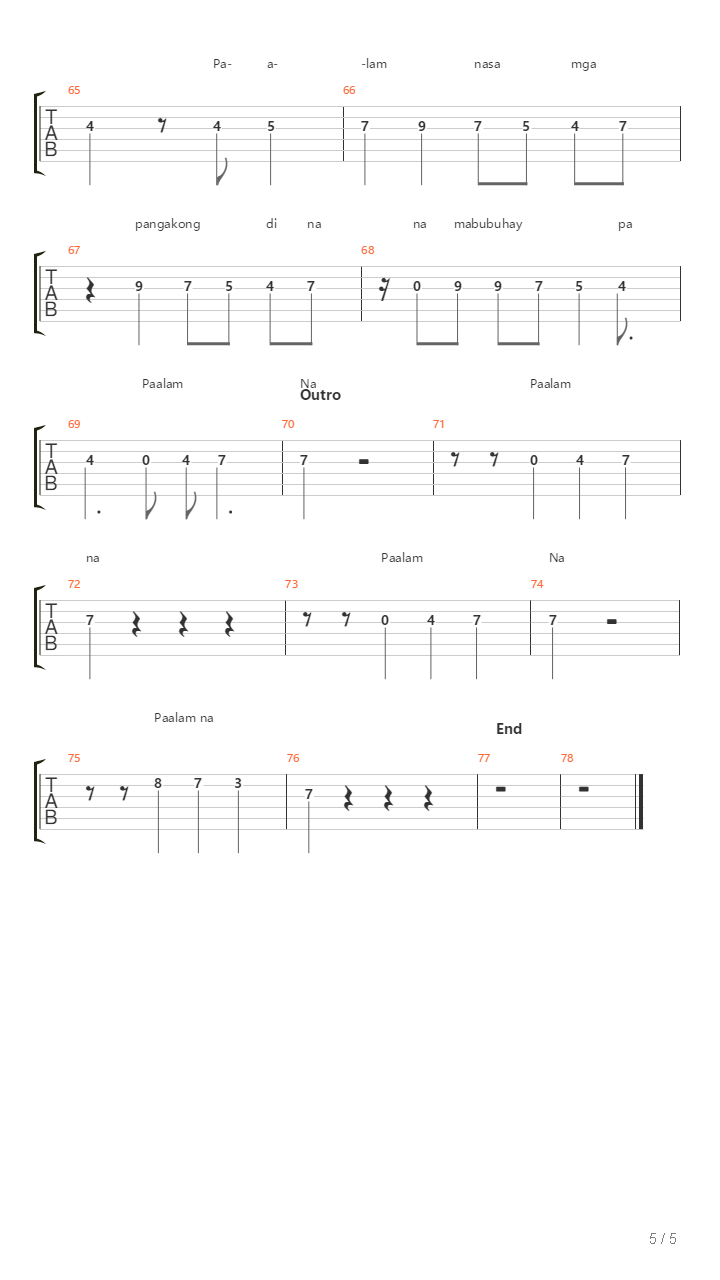 Paalam Na吉他谱