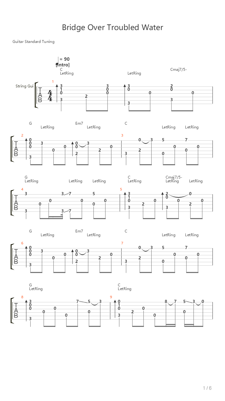 Bridge Over Troubled Water吉他谱