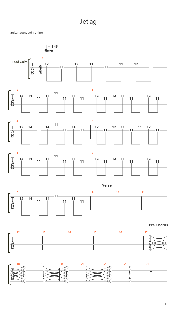 Jet Lag吉他谱