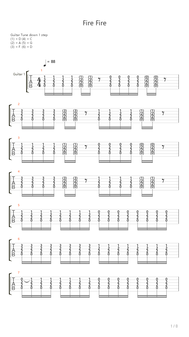 Fire Fire吉他谱