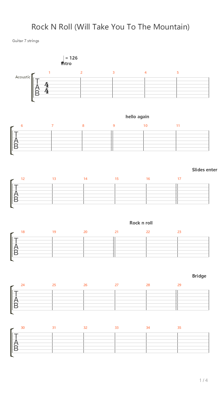 Rock N Roll Will Take You To The Mountain吉他谱
