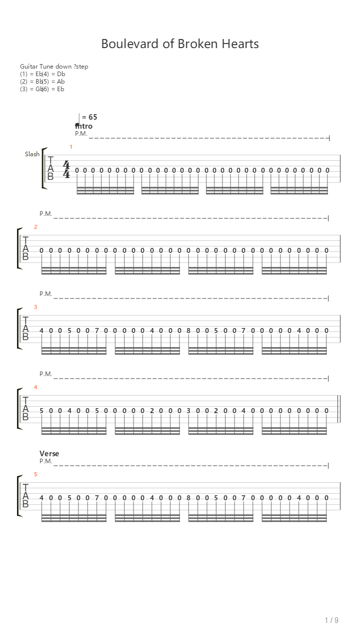 Boulevard Of Broken Hearts吉他谱