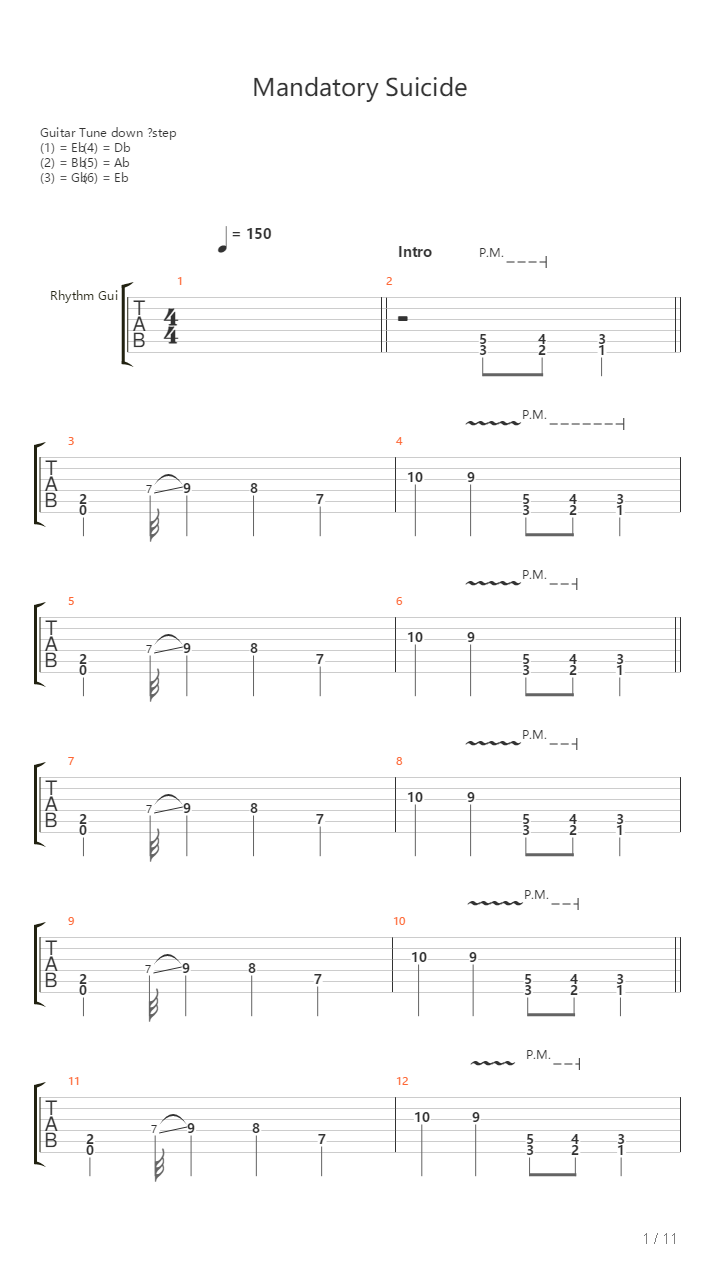 Mandatory Suicide吉他谱