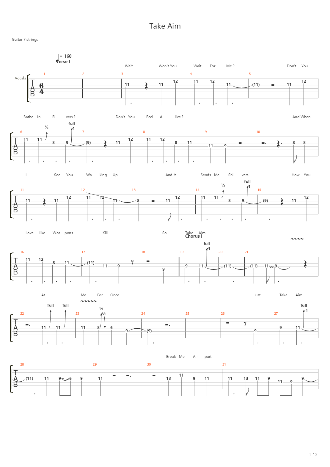 Take Aim吉他谱