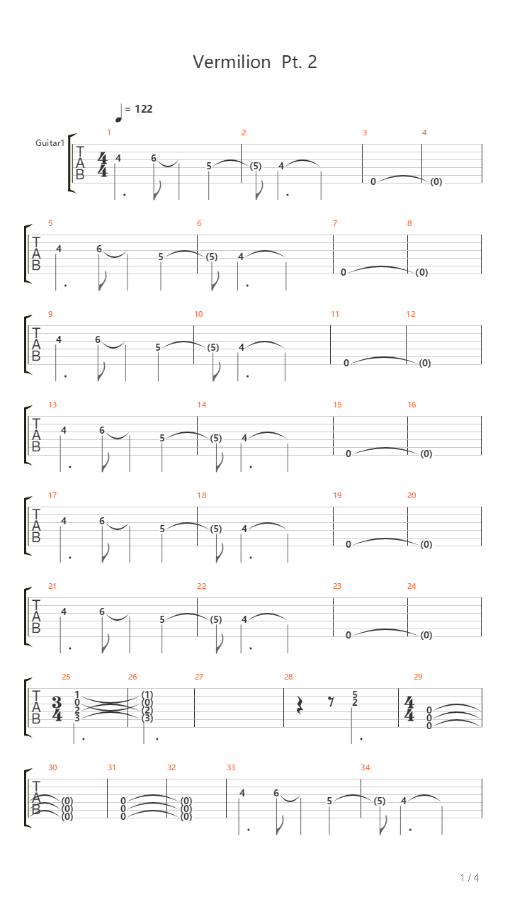 Vermilion Pt 2吉他谱