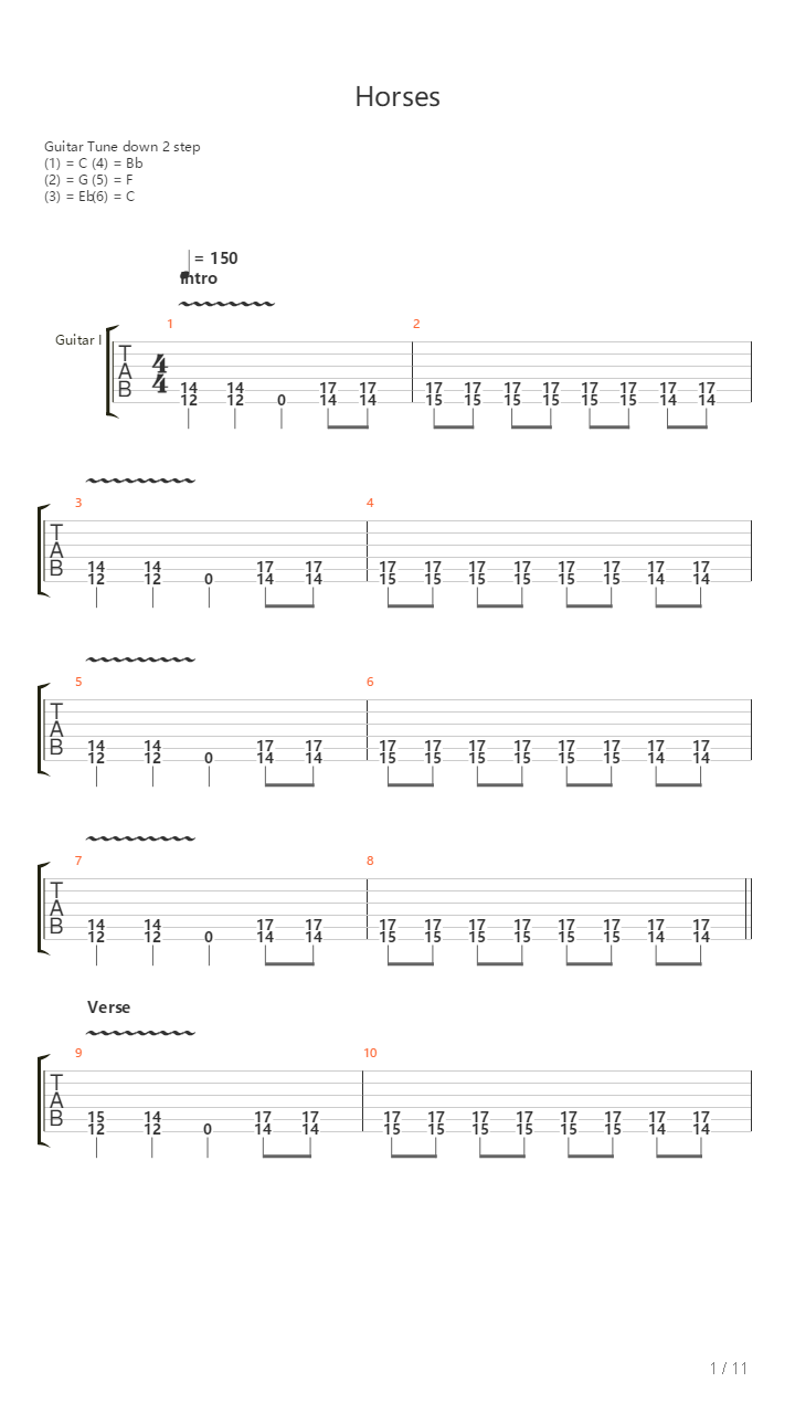 Horses吉他谱