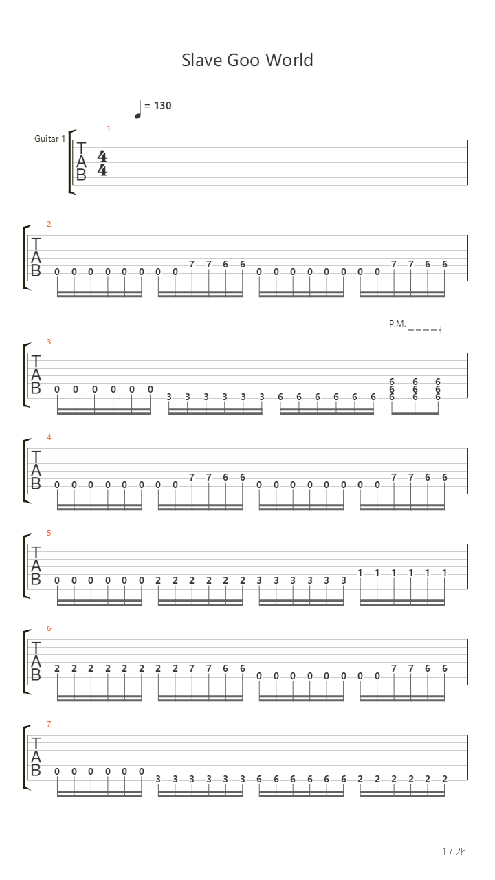 Slave Goo World吉他谱