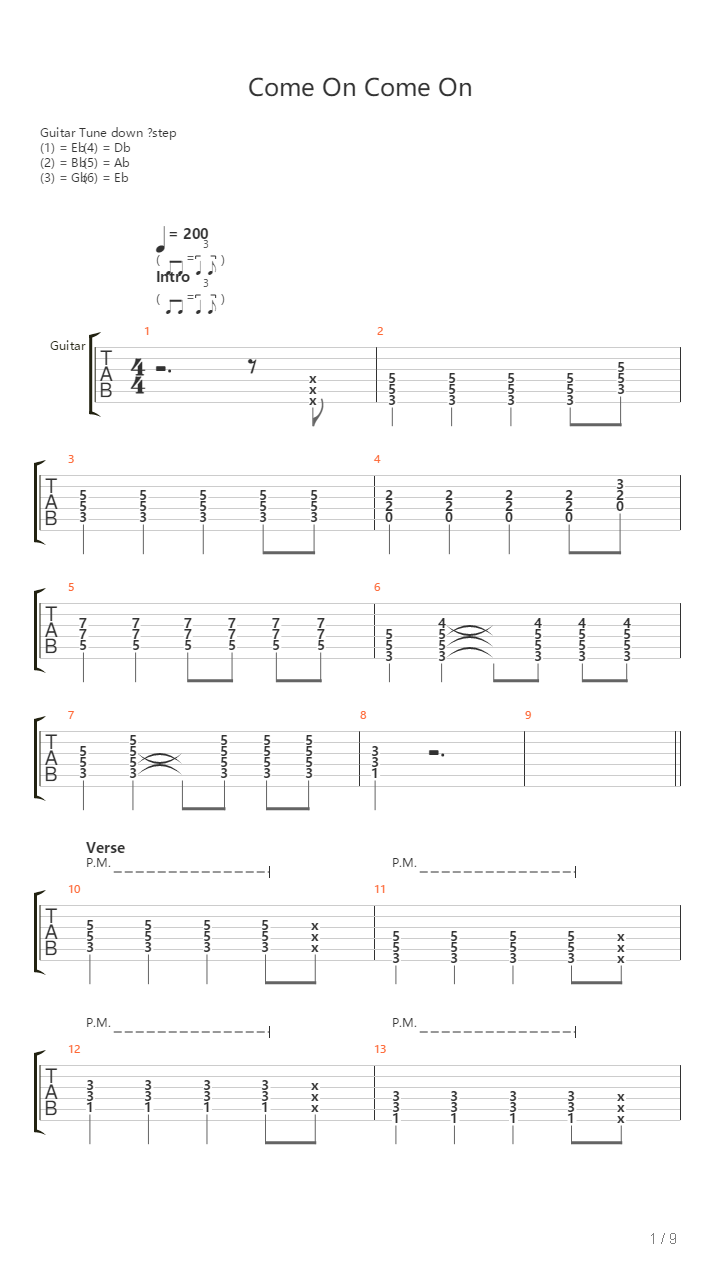 Come On Come On吉他谱
