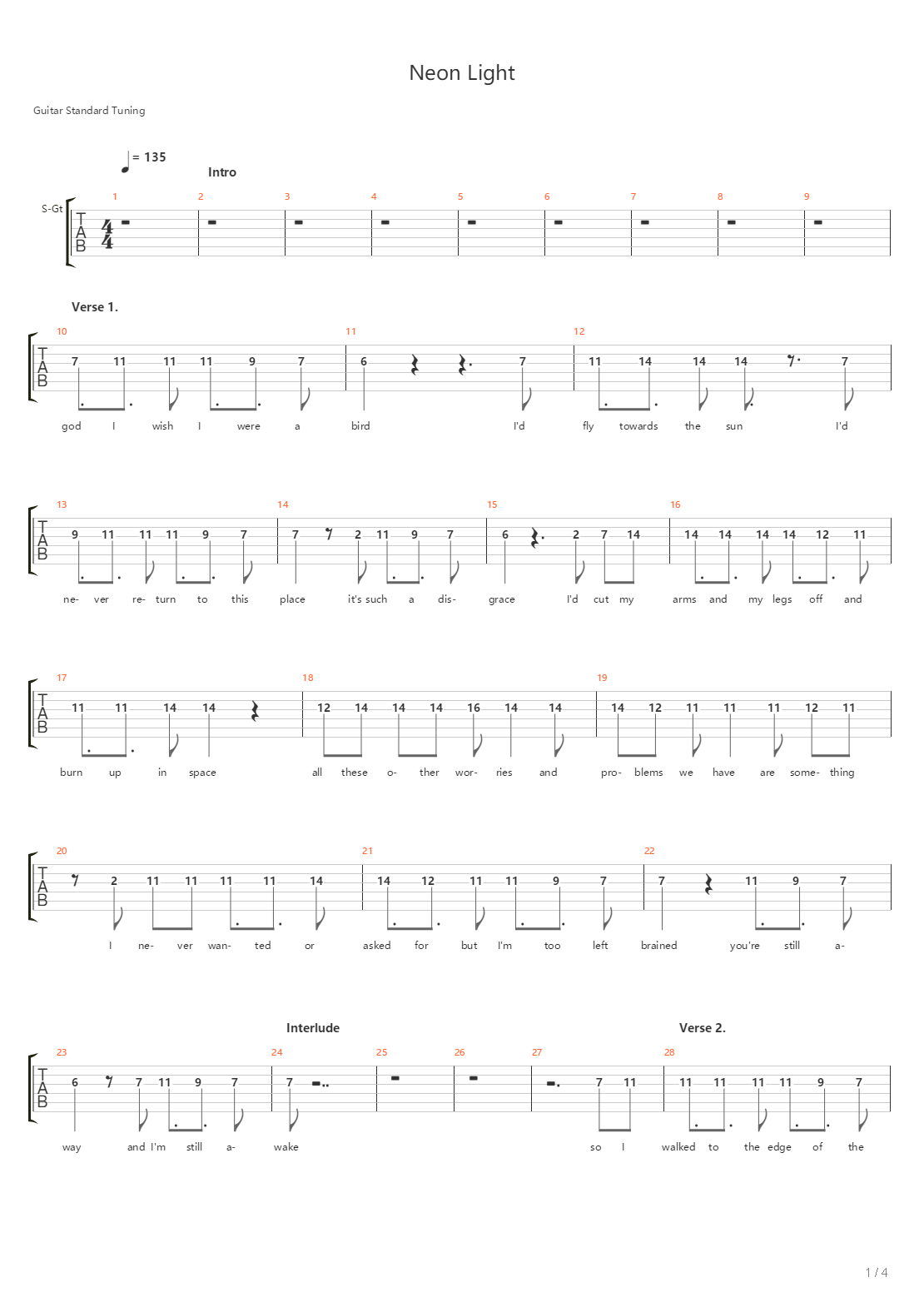 Neon Light吉他谱