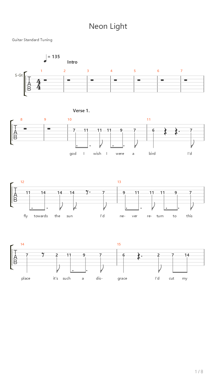 Neon Light吉他谱