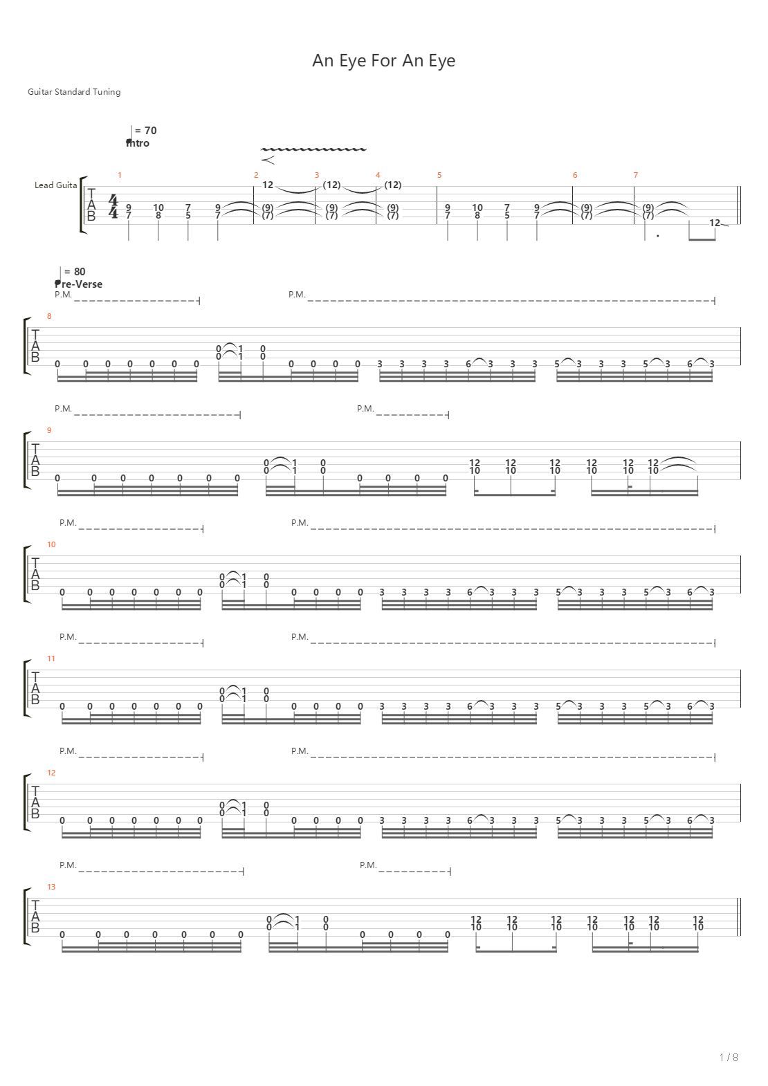 An Eye For An Eye吉他谱