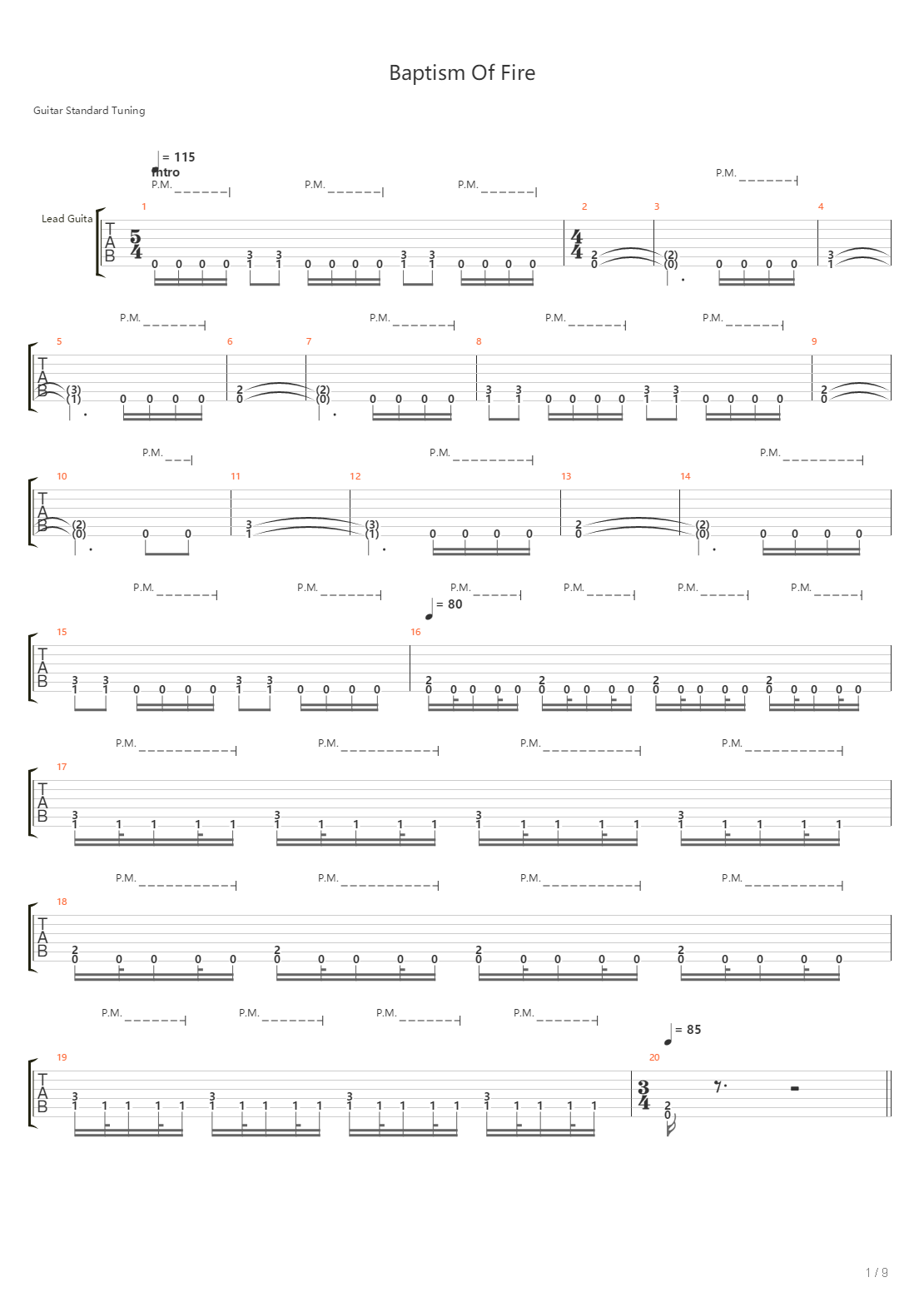 Baptism Of Fire吉他谱