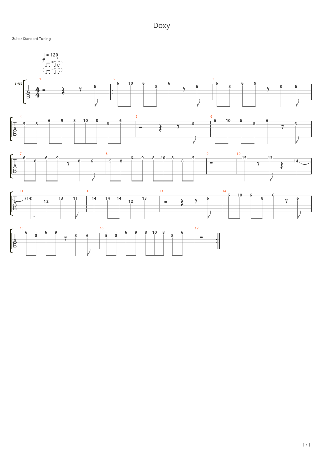 Doxy吉他谱