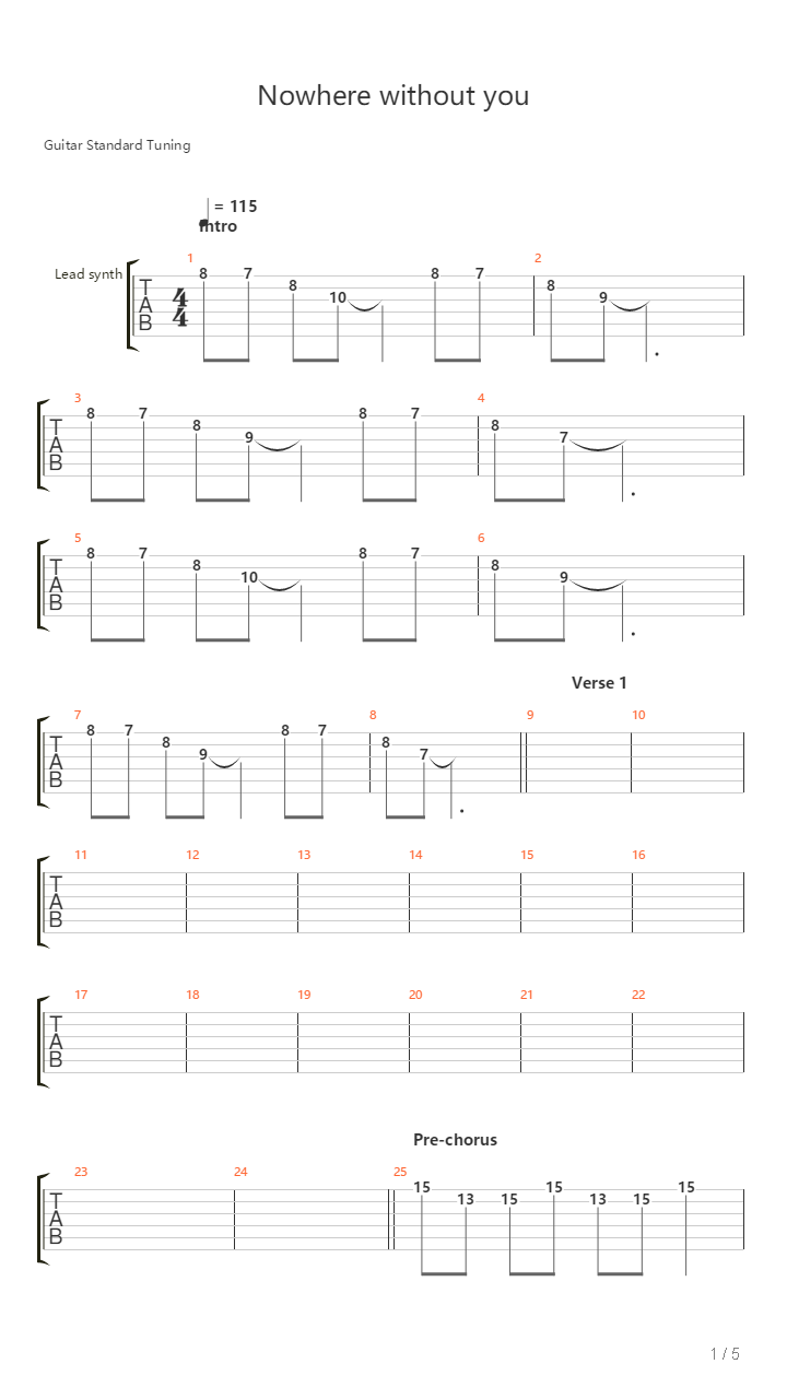 Nowhere Without You吉他谱