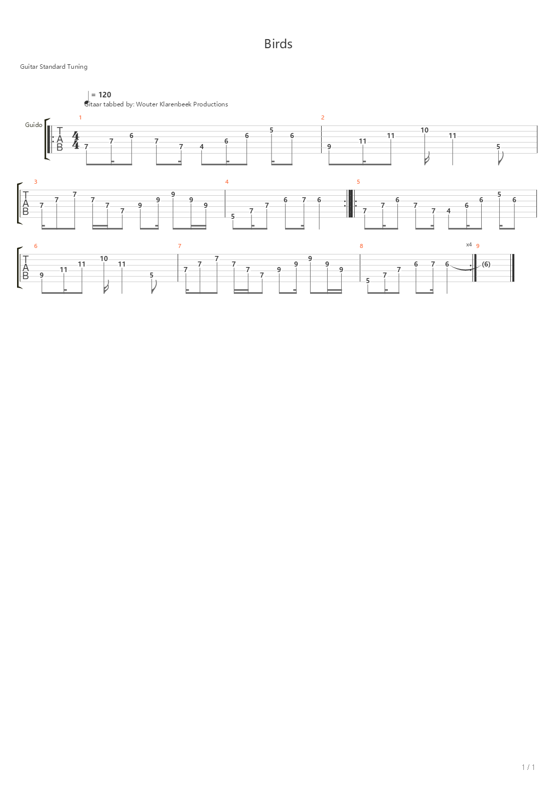 Birds吉他谱