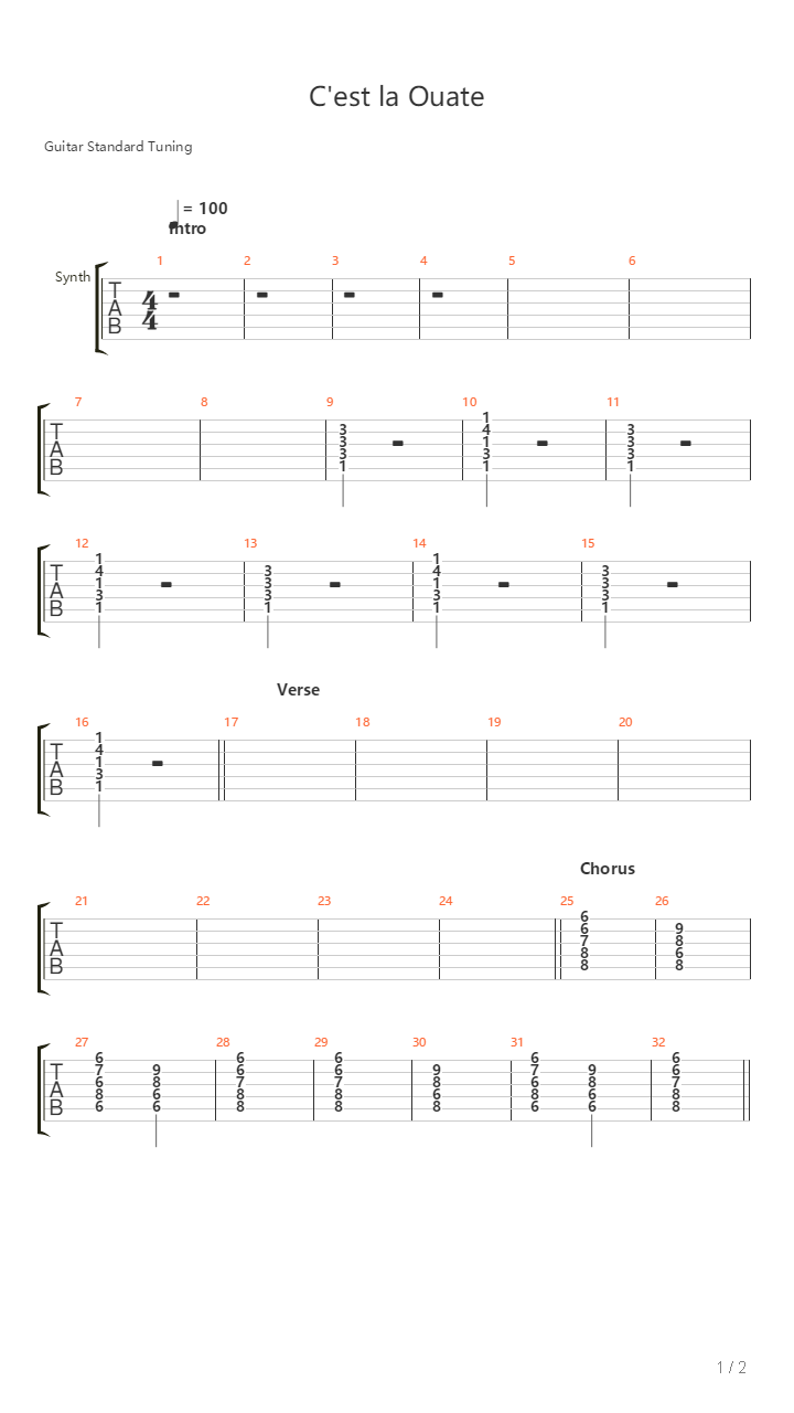 Cest La Ouate吉他谱