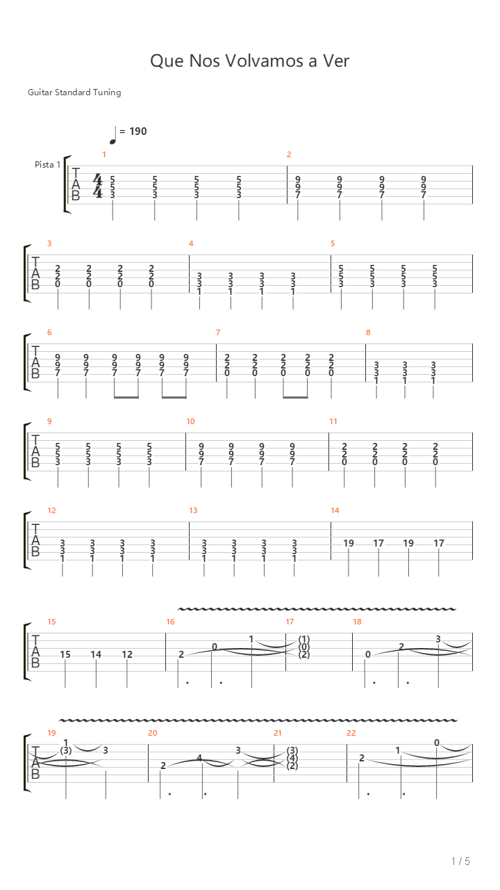 Que Nos Volvamos A Ver吉他谱