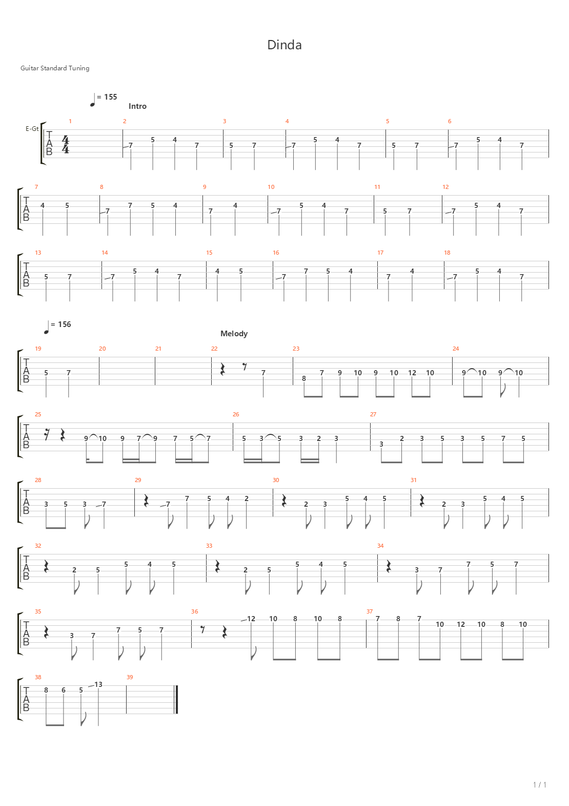 Dinda吉他谱