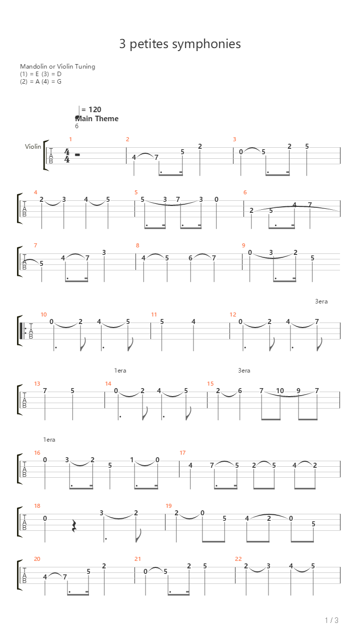 3 Petites Symphonies吉他谱