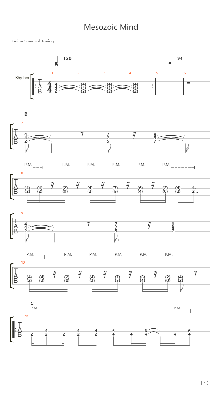 Mesozoic Mind吉他谱