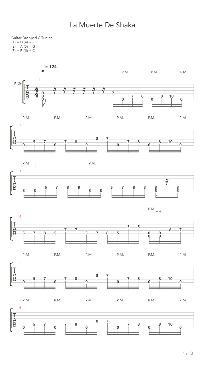 La Muerte De Shaka吉他谱