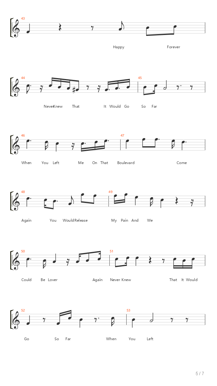 Boulevard吉他谱