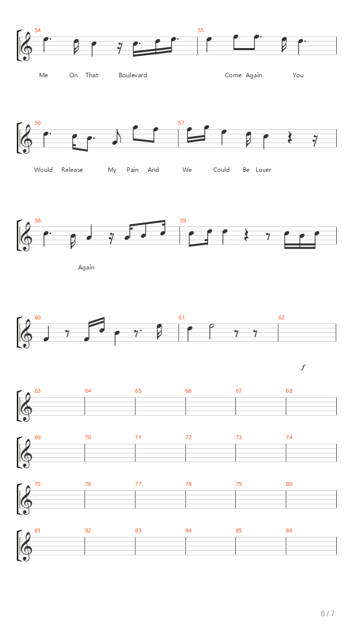 Boulevard吉他谱