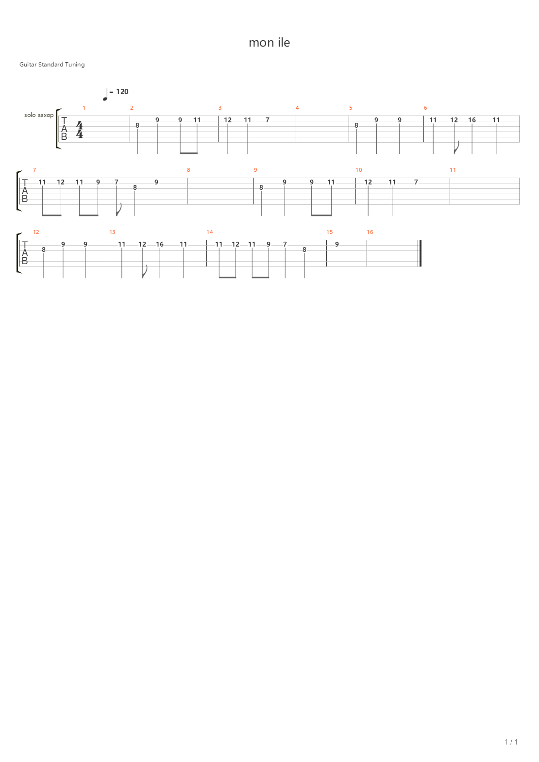 Mon Ile吉他谱