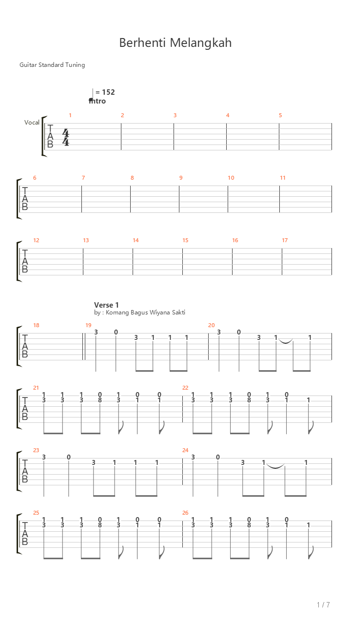 Berhenti Melangkah吉他谱