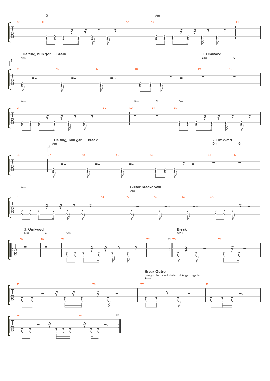 Kom Tilbage Nu吉他谱