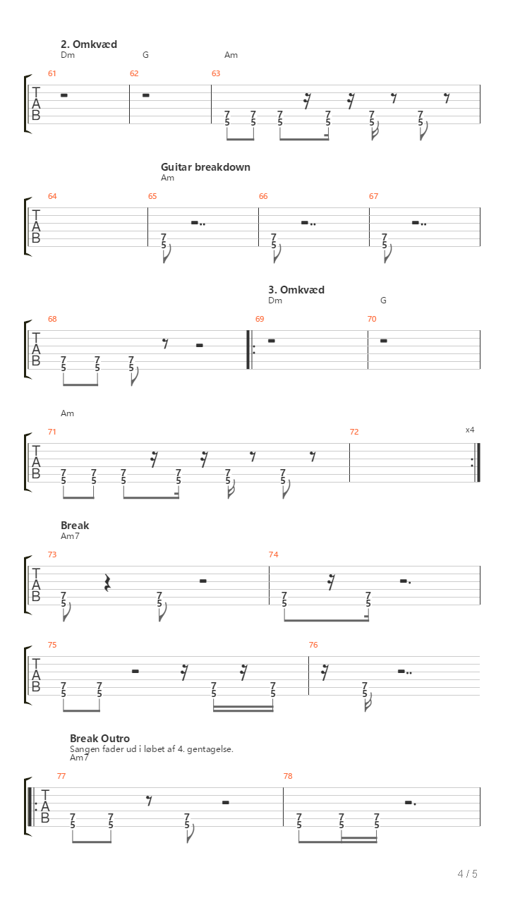 Kom Tilbage Nu吉他谱