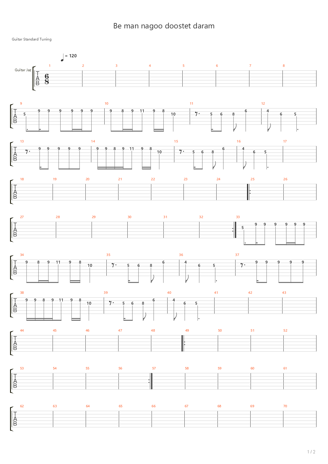 Be Man Nagoo Doostet Daram吉他谱