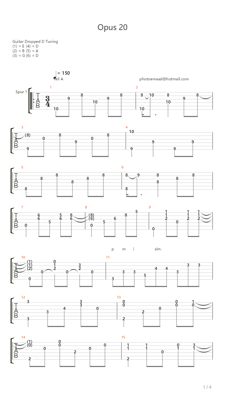 Opus 20吉他谱