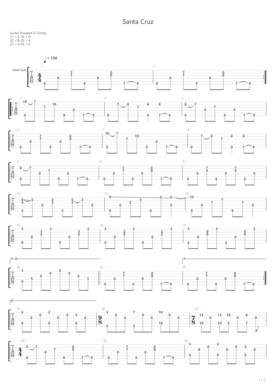 Santa Cruz吉他谱