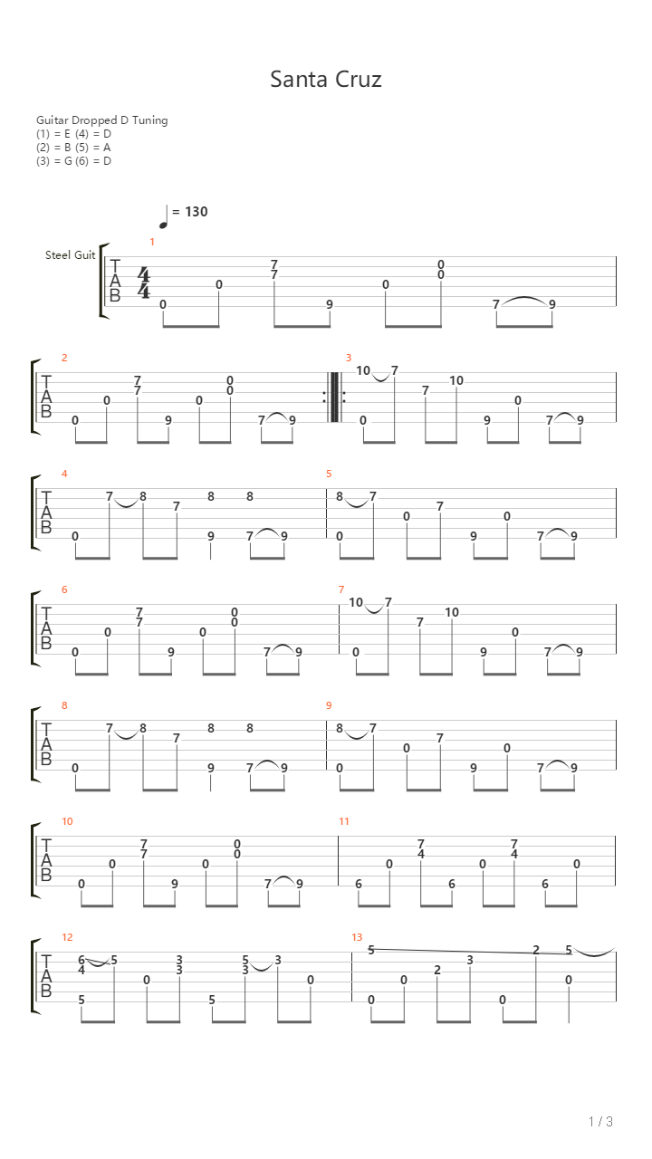 Santa Cruz吉他谱